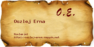 Oszlej Erna névjegykártya